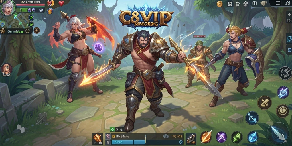 Screenshot gameplay C8VIP yang menunjukan pertempuran seru di dunia MMORPG.