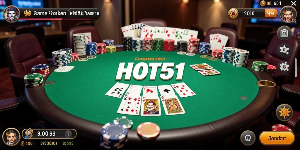 Tampilan gameplay HOT51 yang menarik dengan berbagai fitur Poker.