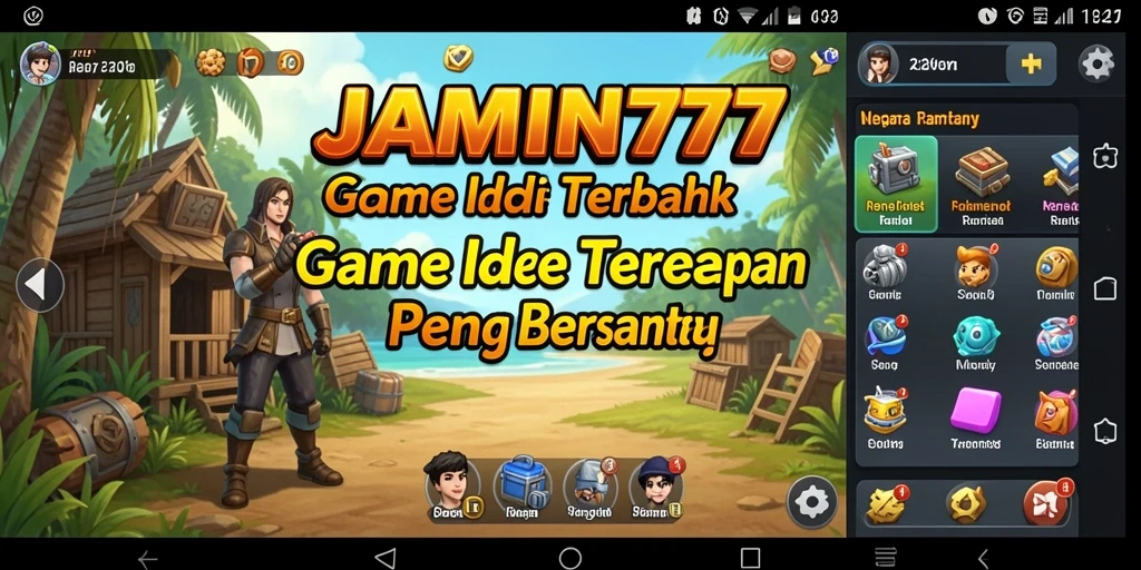 Screenshot menunjukkan gameplay santai dari JAMIN777 dengan karakter aktif.