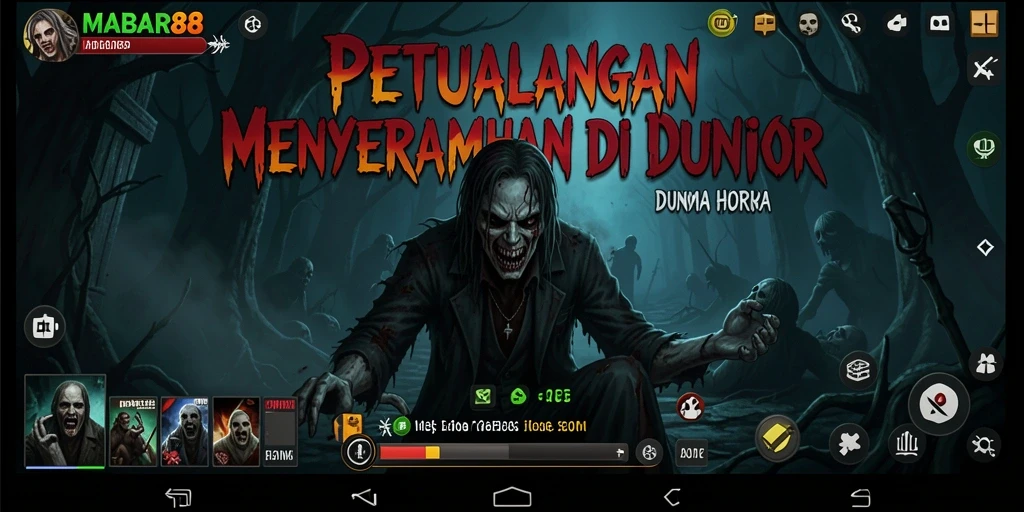 Tangkapan layar menampilkan suasana menegangkan dalam MABAR88 dengan gameplay melawan makhluk horor.