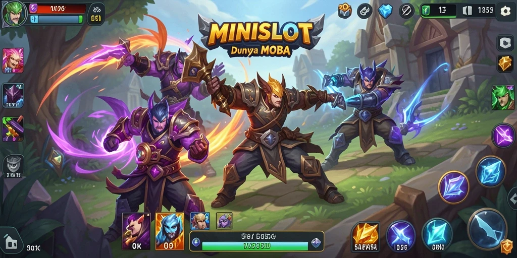 Tangkapan layar aksi seru dan strategi dalam <strong>MINISLOT</strong> MOBA.