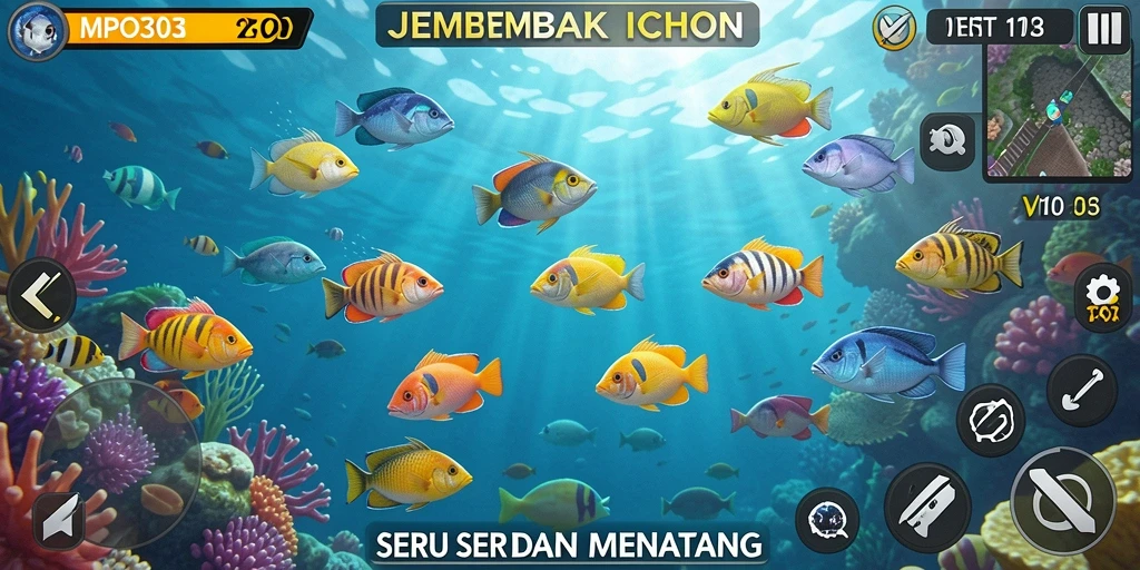 Tampilan gameplay seru dalam MPO303 dengan aksi menembak ikan.