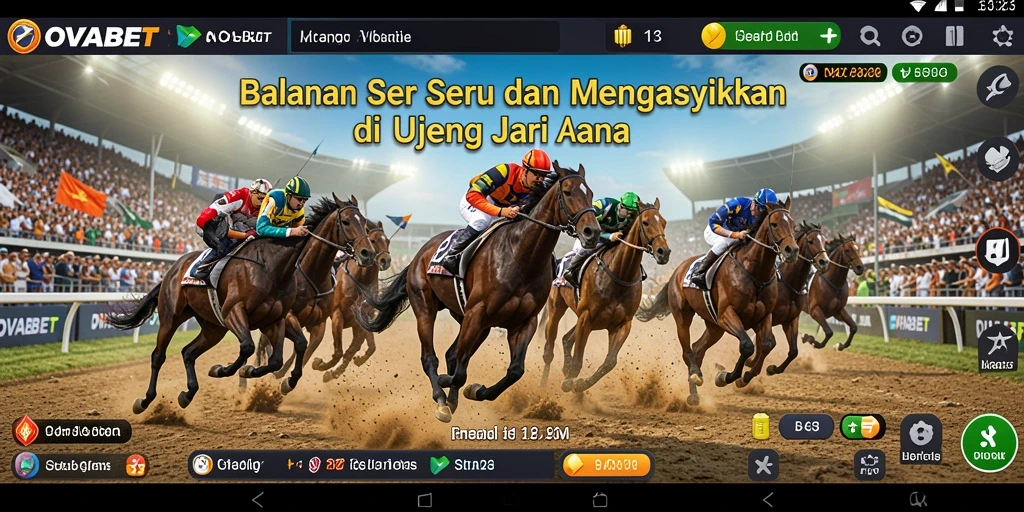 Screenshot gameplay OVABET menampilkan balapan mendebarkan dengan kendaraan berkualitas tinggi.