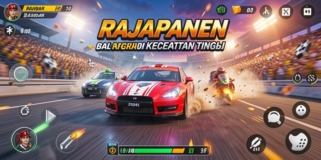 Tampilan seru gameplay balapan di RAJAPANEN.