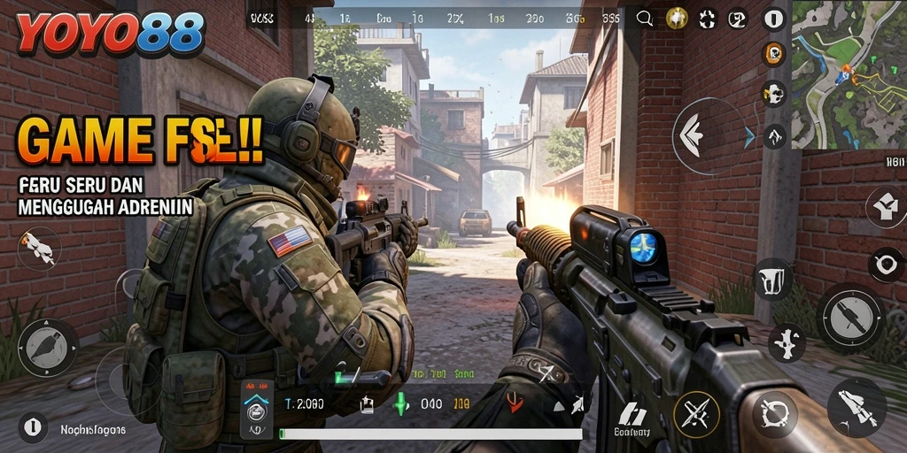Gameplay seru dalam YOYO88 dengan aksi tembak-menembak yang mendebarkan.
